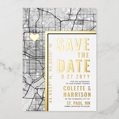 St Paul Love Locator  Wedding Save the Date Foil Invitation