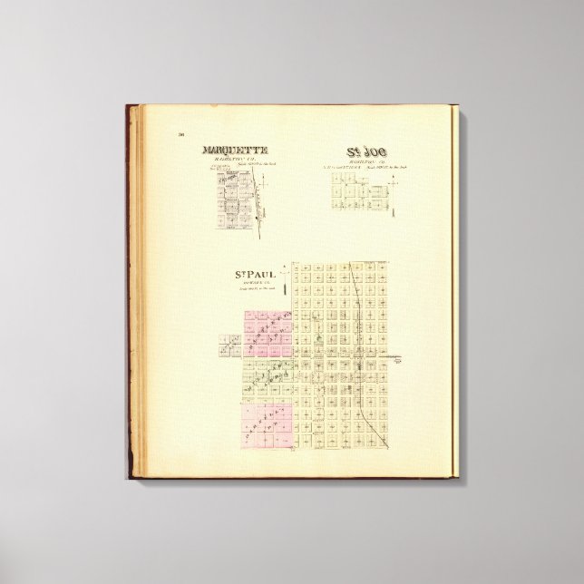 St. Paul, Marquette, and St. Joe, Nebraska Canvas Print (Front)