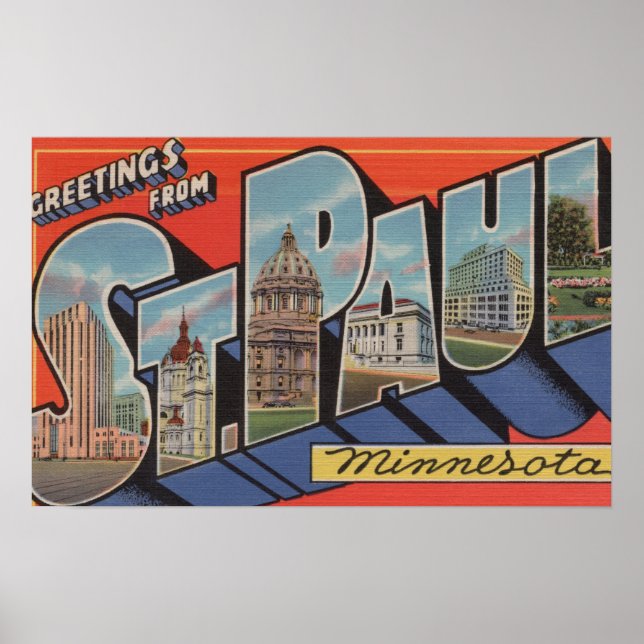 St. Paul, Minnesota - Large Letter Scenes Poster (Front)