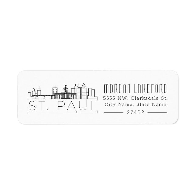 St. Paul, Minnesota Stylized Skyline Label (Front)