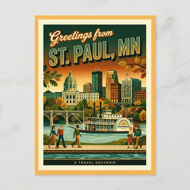 St Paul MN Greetings Retro 1970s Cool  Postcard (Front)