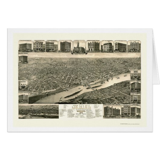 St. Paul, MN Panoramic Map - 1883 Cards (Front Horizontal)