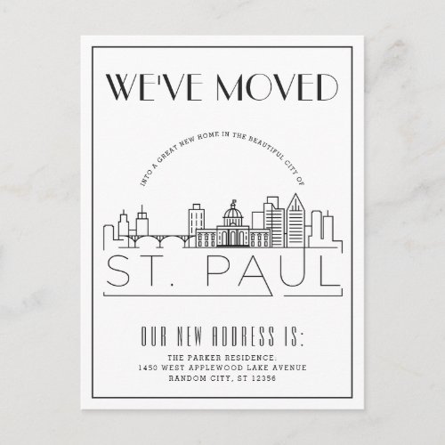 St Paul Modern Deco  Change of Address Announcement Postcard