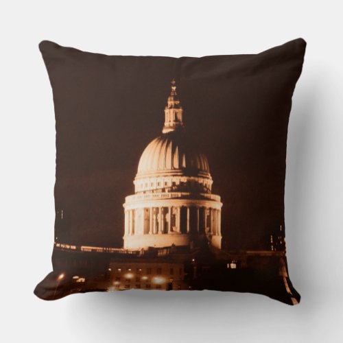 St Pauls Cathedral Dome Sepia Throw Pillow