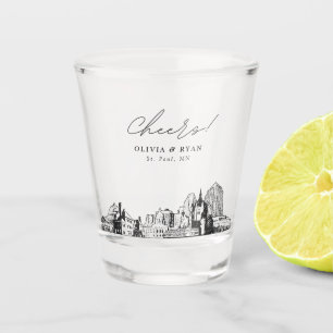 St. Paul Wedding Favor Personalized Cheers Shot Glass