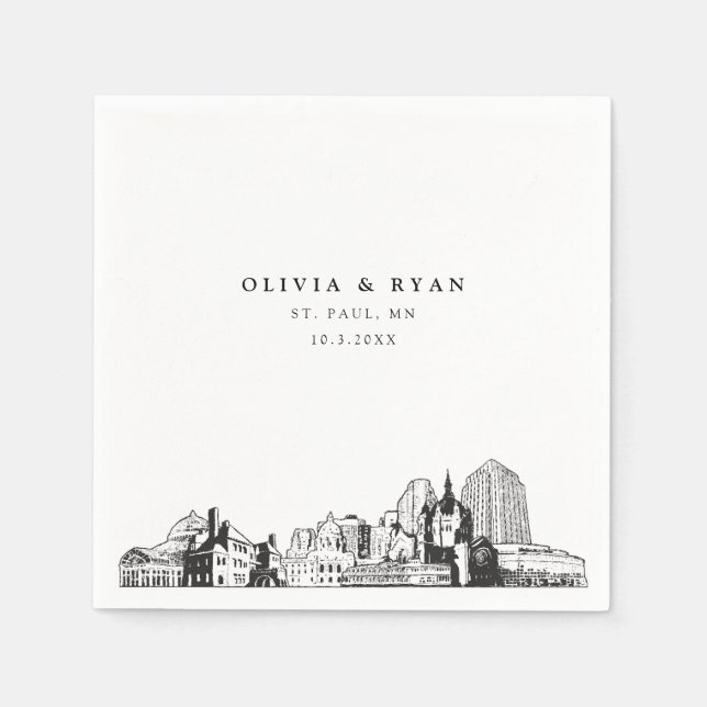 St. Paul Wedding Minimalist Paper  Napkins (Front)