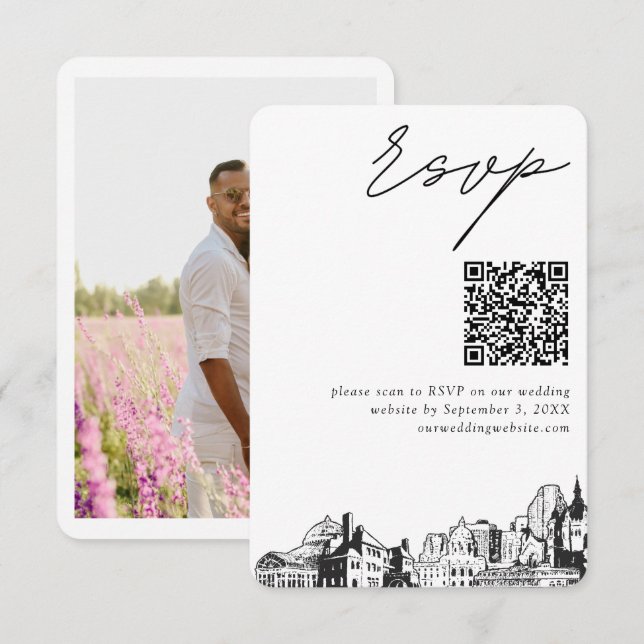 St. Paul Wedding Modern RSVP QR Code Enclosure Card (Front/Back)
