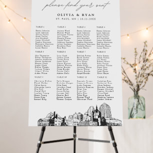 St Paul Wedding Seating Chart 12 Tables 24x36 Foam Board