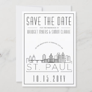 St. Paul Wedding Stylized Skyline Save the Date Invitation