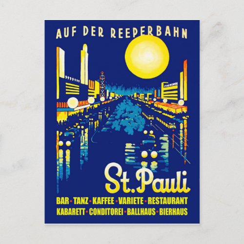St Pauli at night Hamburg city Germany Postcard