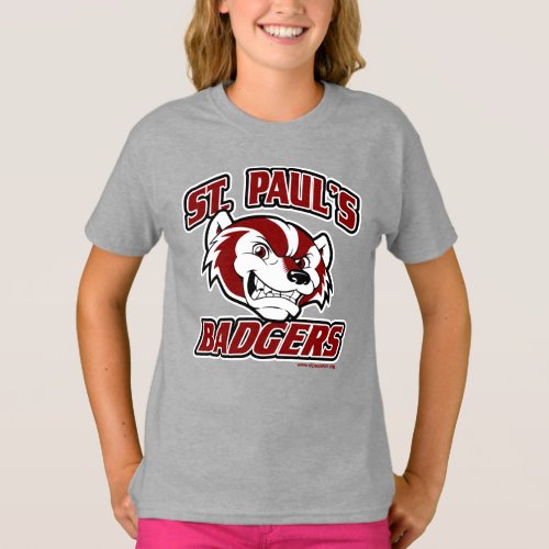 St Pauls Badger Girls Basic Lt Steel T_Shirt