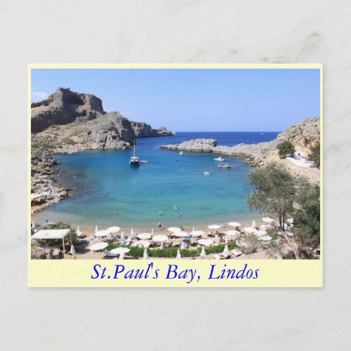 StPauls Bay Lindos Postcard
