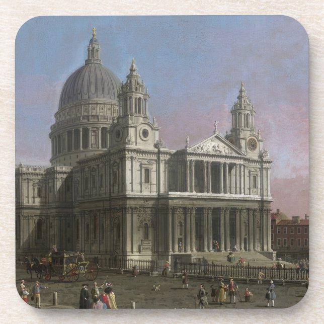 St. Paul's Cathedral, 1754 (oil on canvas) Drink Coaster (Front)