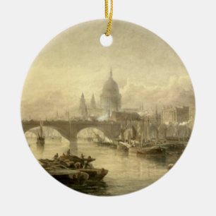 St. Paul's Cathedral and London Bridge from the Su Ceramic Ornament