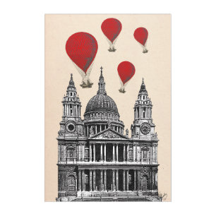 St Pauls Cathedral and Red Hot Air Balloons Acrylic Print