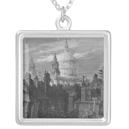 St Pauls Cathedral and the slums Silver Plated Necklace