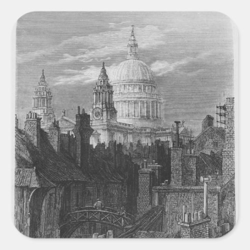 St Pauls Cathedral and the slums Square Sticker