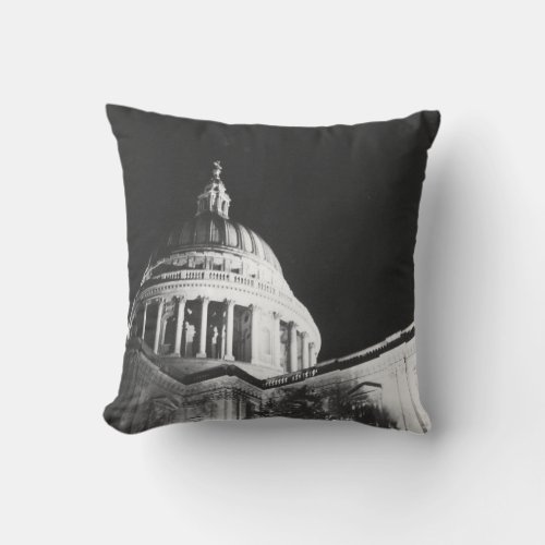 St Pauls Cathedral  Black  White Throw Pillow