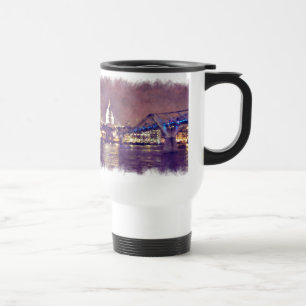 St Paul's Cathedral by Night Fine-Art Painting Travel Mug