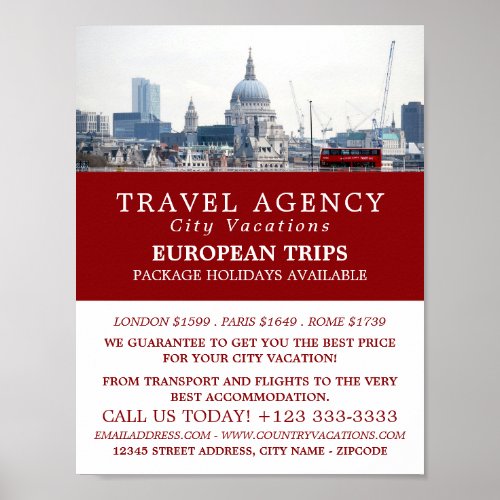St Pauls Cathedral London City Travel Agency Poster