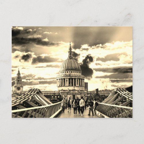 St Pauls Cathedral London Sepia Postcard