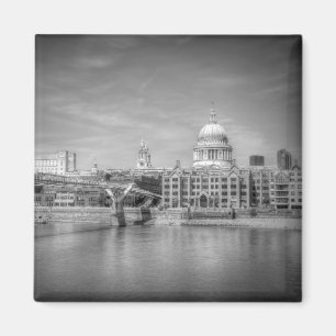 St Paul's Cathedral Square Magnet Black & White