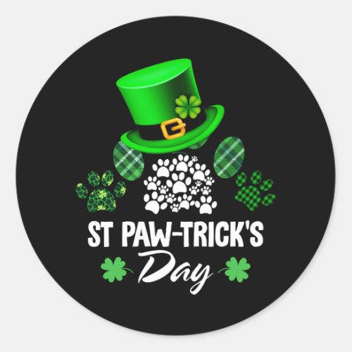 St Paw_trick_s Day Happy Saint Patrick_s Day Dog P Classic Round Sticker
