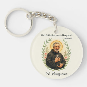 St. Peregrine Feast Day Blessings Watercolor Wreat Keychain