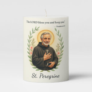 St. Peregrine Feast Day Blessings Watercolor Wreat Pillar Candle
