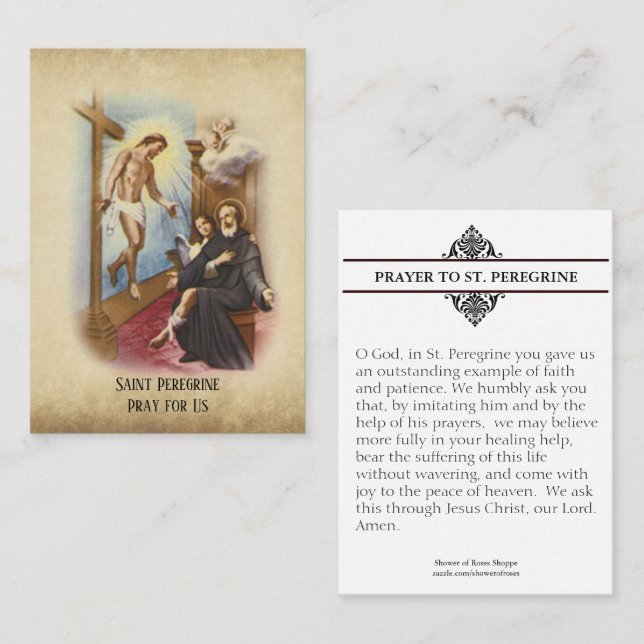 St. Peregrine Patron Saint of Cancer Holy Card (Front/Back)