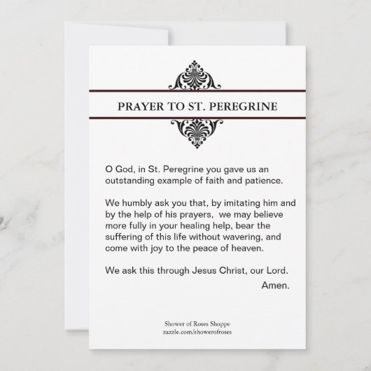 St. Peregrine Patron Saint of Cancer Patients (Back)