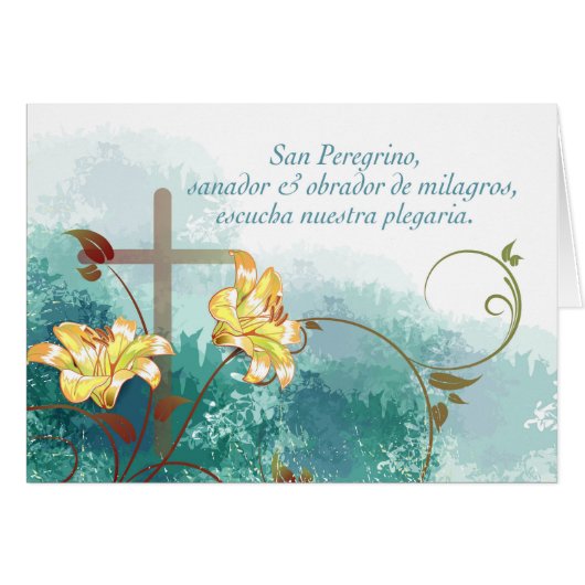 St. Peregrine, Spanish Prayer Heal Cancer, Cross (Front Horizontal)