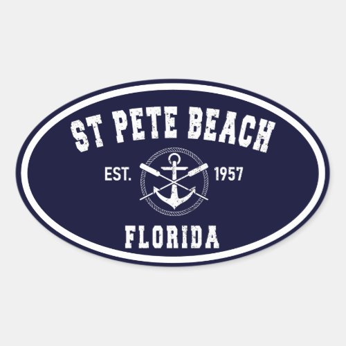 St Pete Beach Florida Fl Vintage Oval Sticker