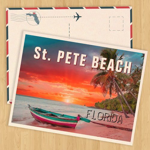 St Pete Beach Florida Palm Tree Beach Vintage Postcard