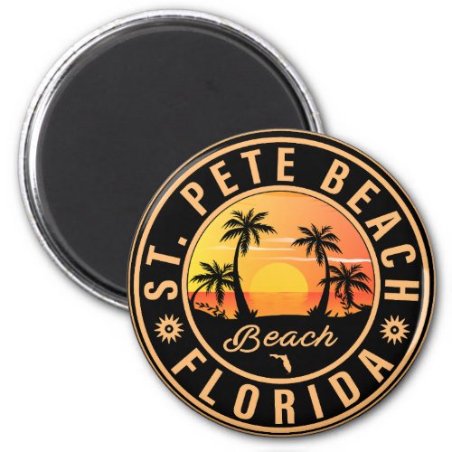 St Pete Beach Florida Retro  Sunset Palm Tree 60s Magnet