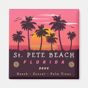 St. Pete Beach Florida Retro Sunset Palm Trees 80s Magnet