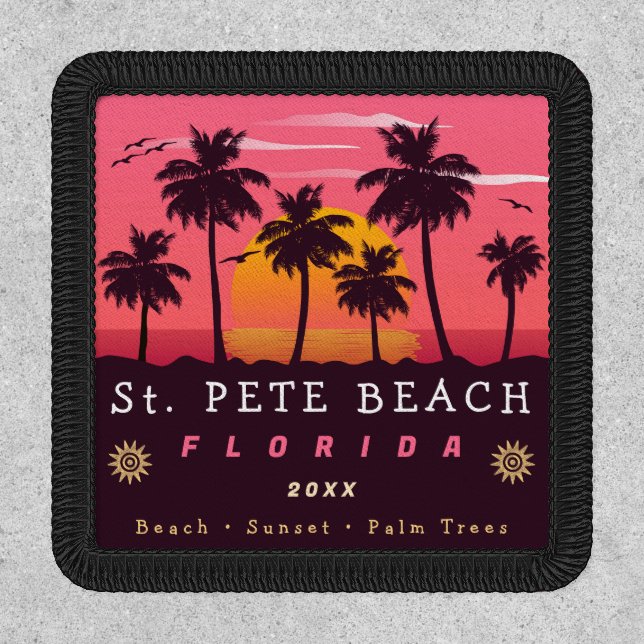St. Pete Beach Florida Retro Sunset Palm Trees 80s Patch (Front)