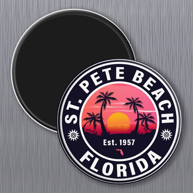 St. Pete Beach Florida Retro Sunset Souvenirs 60s Magnet (Creator Uploaded)