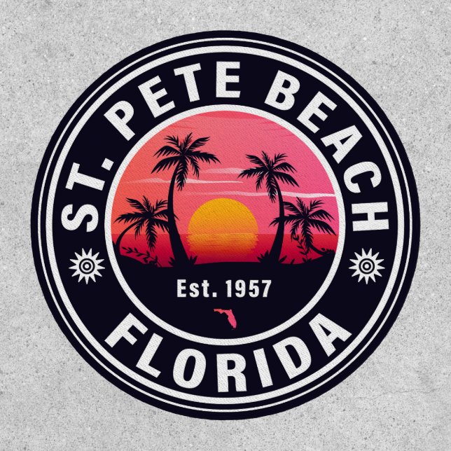 St. Pete Beach Florida Retro Sunset Souvenirs 60s Patch (Front)