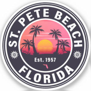 St. Pete Beach Florida Retro Sunset Souvenirs 60s Sticker