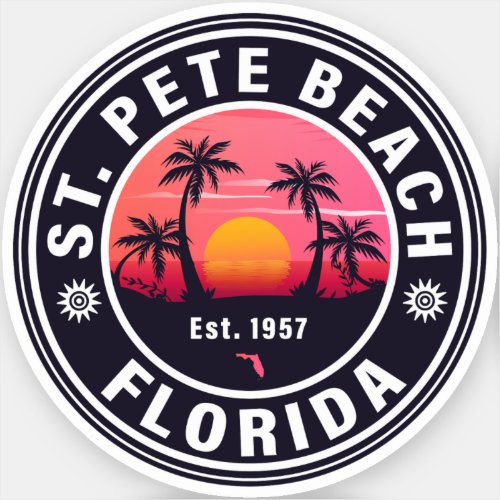 St Pete Beach Florida Retro Sunset Souvenirs 60s Sticker