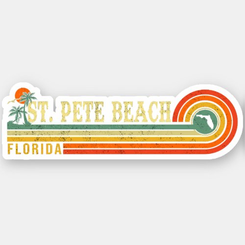 St Pete Beach Florida Retro Vintage Palm Tree 60s Sticker