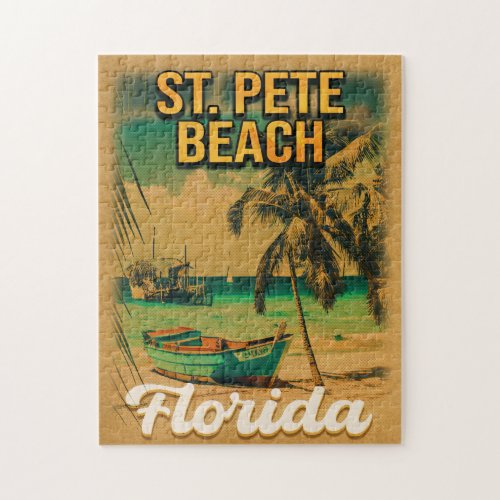 St Pete Beach Florida Souvenir Vintage Palm Trees Jigsaw Puzzle