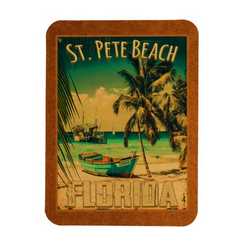 St Pete Beach Florida Souvenir Vintage Palm Trees Magnet