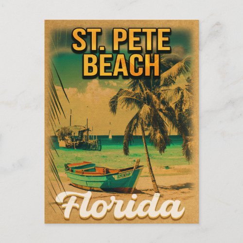 St Pete Beach Florida Souvenir Vintage Palm Trees Postcard