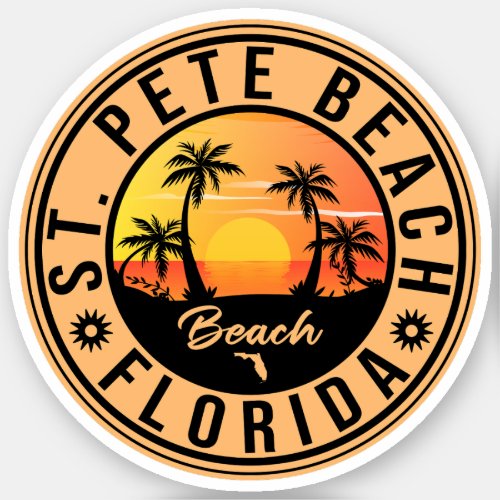 St Pete Beach Florida Souvenir Vintage Palm Trees Sticker