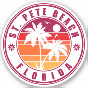 St. Pete Beach Florida Souvenir Vintage Palm Trees Sticker