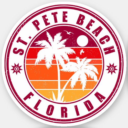 St Pete Beach Florida Souvenir Vintage Palm Trees Sticker