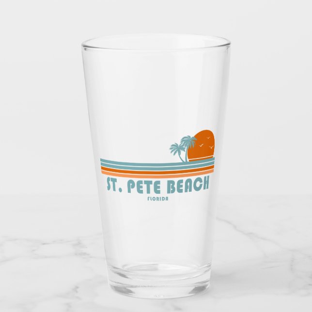 St. Pete Beach Florida Sun Palm Trees Glass (Front)