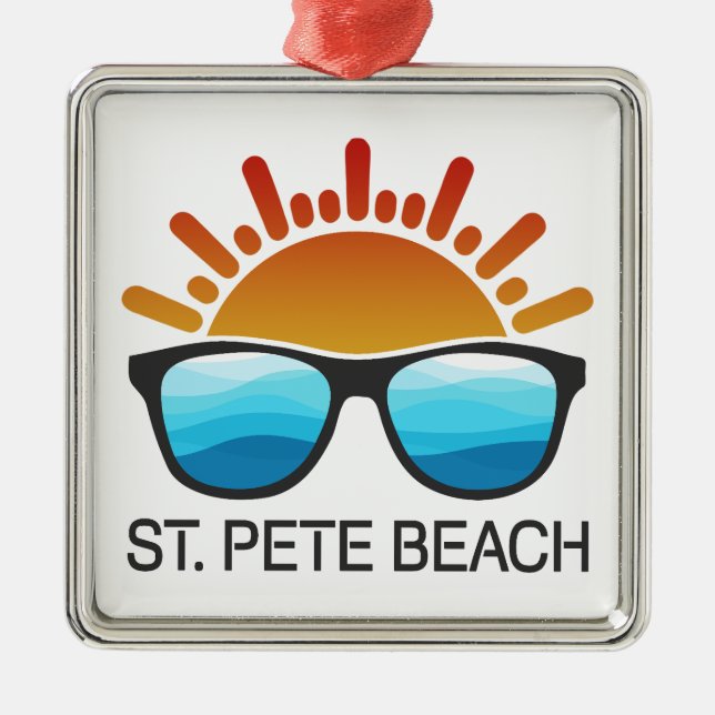 St. Pete Beach Florida Sunglasses Metal Ornament (Front)